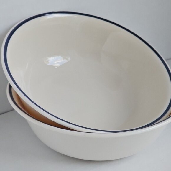 Corelle Soup Cereal Bowls navy blue stripe beige bowl  6.25” set of 2 Corning - Picture 4 of 11
